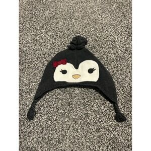 K20 Gymboree Penguin Winter Hat With Bow Ear Flaps‎ 2T 3T